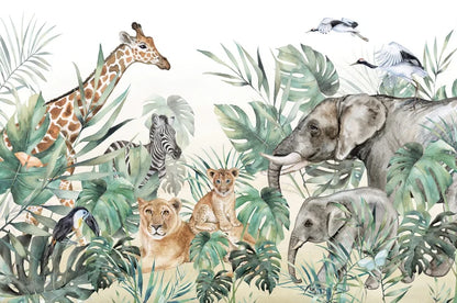Milofi custom 3D large wallpaper mural hand-painted Nordic forest small animal kindergarten jungle sticker background wall