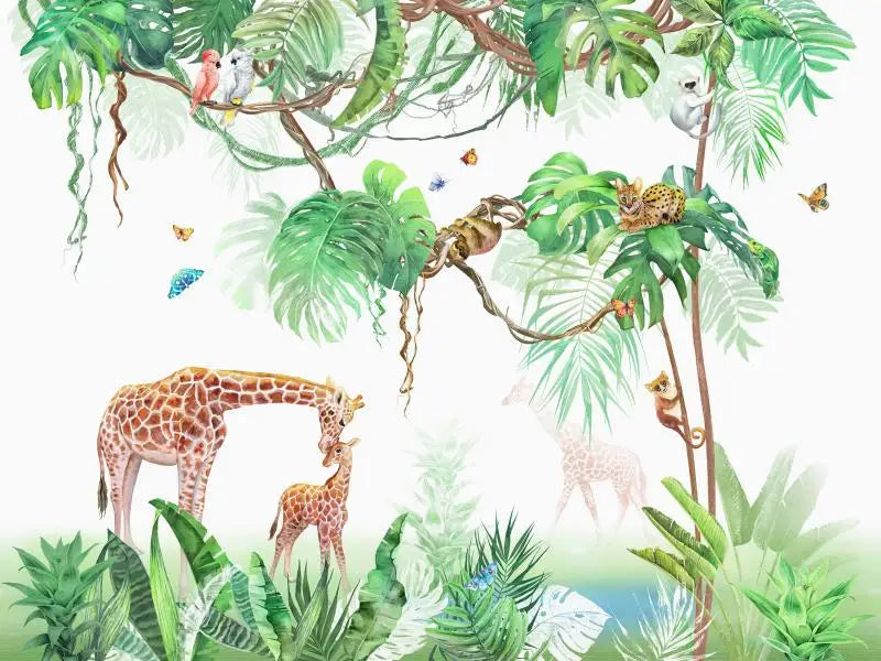 Milofi custom 3D large wallpaper mural hand-painted Nordic forest small animal kindergarten jungle sticker background wall