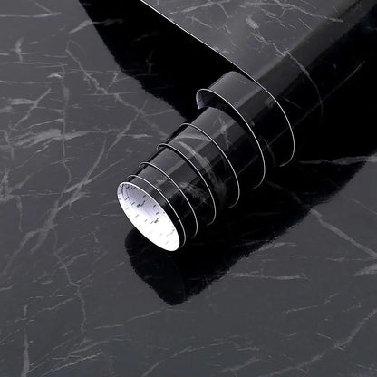 Black and White Marble Oil Resistant Sticker Waterproof Self-adhesive Wallpaper Heat-resistant Home Renovation Glossy Wallpaper
