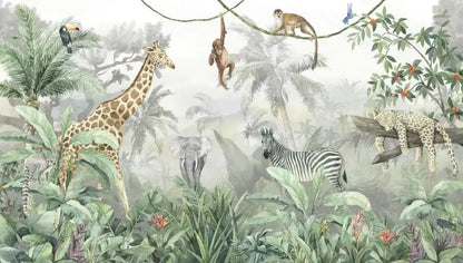 Milofi custom 3D large wallpaper mural hand-painted Nordic forest small animal kindergarten jungle sticker background wall