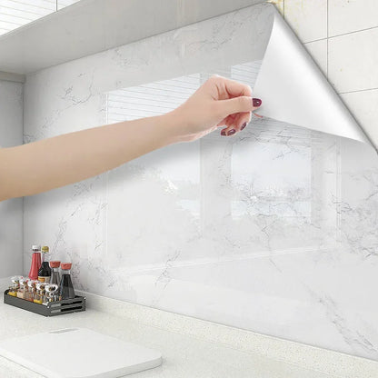 Kitchen Cabinet Pearlescent White Marble Contact Paper Vinyl Self Adhesive Waterproof Wallpaper Peel and Stick Decor Stickers