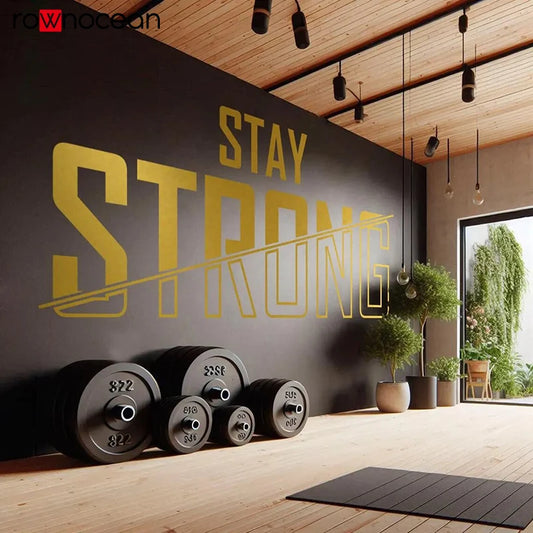 Stay Strong Motivational Wall Decal – Minimalist Gym Decor, Fitness Quote Sticker, Vinyl Art for Home Gym or Fitness Studio E983