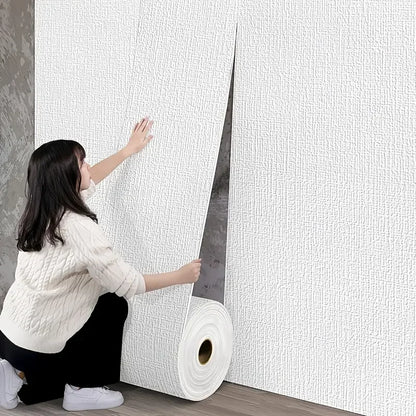 3D Linen Foam Stickers Self-adhesive PVC Solid Color Thickened Waterproof Bedroom And Living Room Wall Renovation Wallpaper