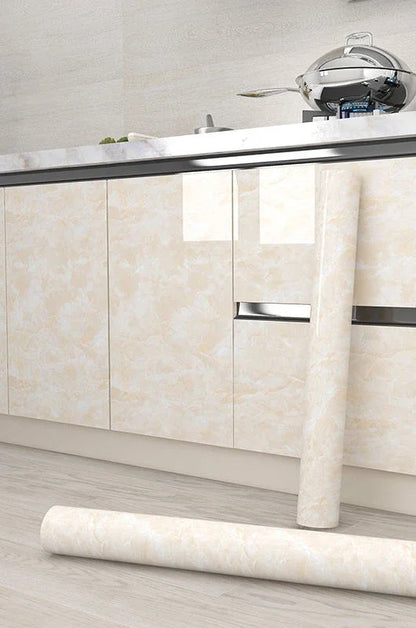 Kitchen Cabinet Pearlescent White Marble Contact Paper Vinyl Self Adhesive Waterproof Wallpaper Peel and Stick Decor Stickers