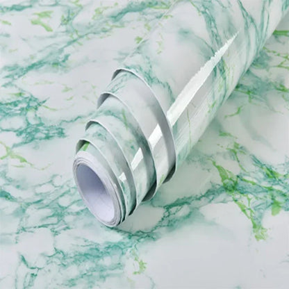 60cm Width Glossy Self Adhesive Solid Wallpaper Vinyl Marble Wall Stickers Waterproof Contact Paper for Kitchen Home Decor Film