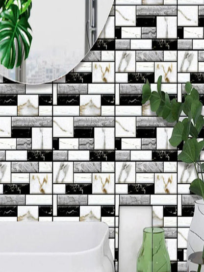 10 Pcs Self Adhesive Tile Wall Sticker Home Decor 3d Pvc Sticker Covers For Kitchen Cupboard Bathroom Waterproof Wallpaper
