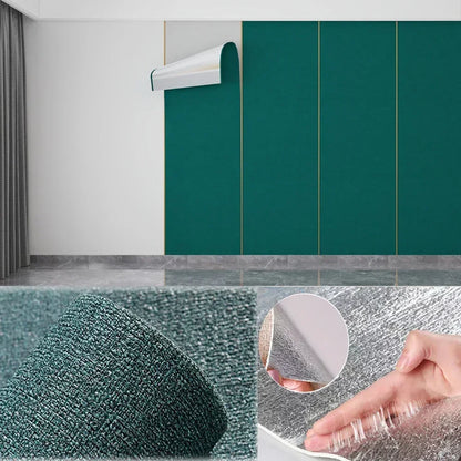 3D Linen Foam Stickers Self-adhesive PVC Solid Color Thickened Waterproof Bedroom And Living Room Wall Renovation Wallpaper
