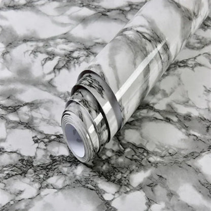 60cm Width Glossy Self Adhesive Solid Wallpaper Vinyl Marble Wall Stickers Waterproof Contact Paper for Kitchen Home Decor Film