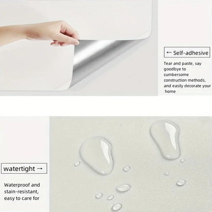 Self-Adhesive White PVC Wallpaper Waterproof Moisture-Resistant  Home Renovation Bedroom & Living Room Table Decor Wallpaper