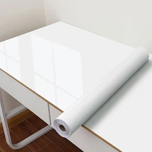 Glossy White Stickers Vinyl Self Adhesive Waterproof Oil Proof Sticker Kitchen Counter Panels Furniture Renovation Wallpaper
