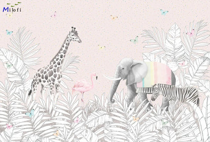 Milofi custom 3D large wallpaper mural hand-painted Nordic forest small animal kindergarten jungle sticker background wall