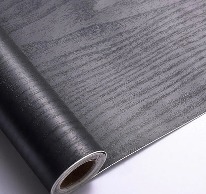 Black Wood Contact Paper Peel and Stick Self-Adhesive Wallpaper,Decorative Vinyl Film for Countertop Cabinets,Easy to Clean