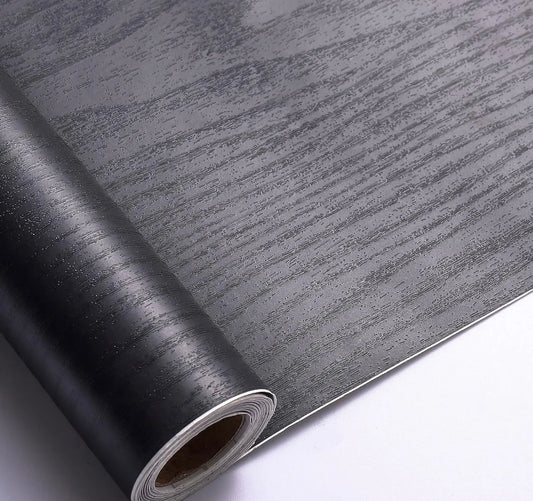 Black Wood Contact Paper Peel and Stick Self-Adhesive Wallpaper,Decorative Vinyl Film for Countertop Cabinets,Easy to Clean