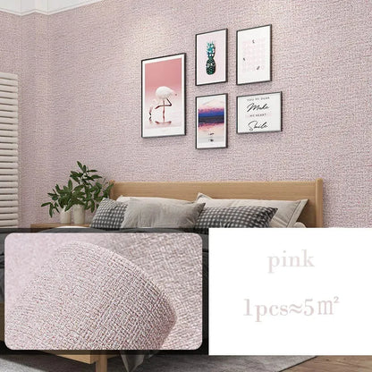 3D DIY Thicken Waterproof Mildew Proof Self-adhesive Insulation Wallpaper Linen Plain Color Stickers Renovation Wall Stickers