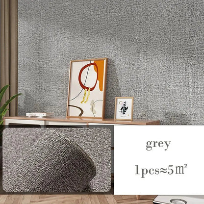 3D DIY Thicken Waterproof Mildew Proof Self-adhesive Insulation Wallpaper Linen Plain Color Stickers Renovation Wall Stickers
