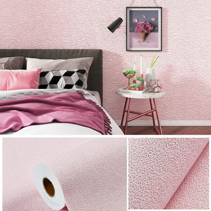Linen 3D Foam Self-adhesive PVC Solid Color Thickened Waterproof Background Wall Renovation Wallpaper Wall Stickers Home Decor