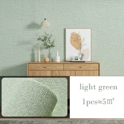 3D DIY Thicken Waterproof Mildew Proof Self-adhesive Insulation Wallpaper Linen Plain Color Stickers Renovation Wall Stickers