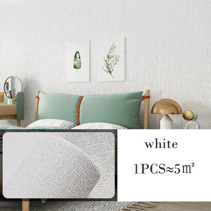 3D DIY Thicken Waterproof Mildew Proof Self-adhesive Insulation Wallpaper Linen Plain Color Stickers Renovation Wall Stickers