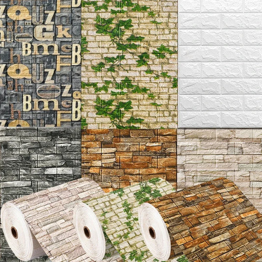 70cmX500cm DIY 3D Wallpaper Moisture Proof Modern Home Decoration Self-adhesive Waterproof Wall Stickers Brick Pattern