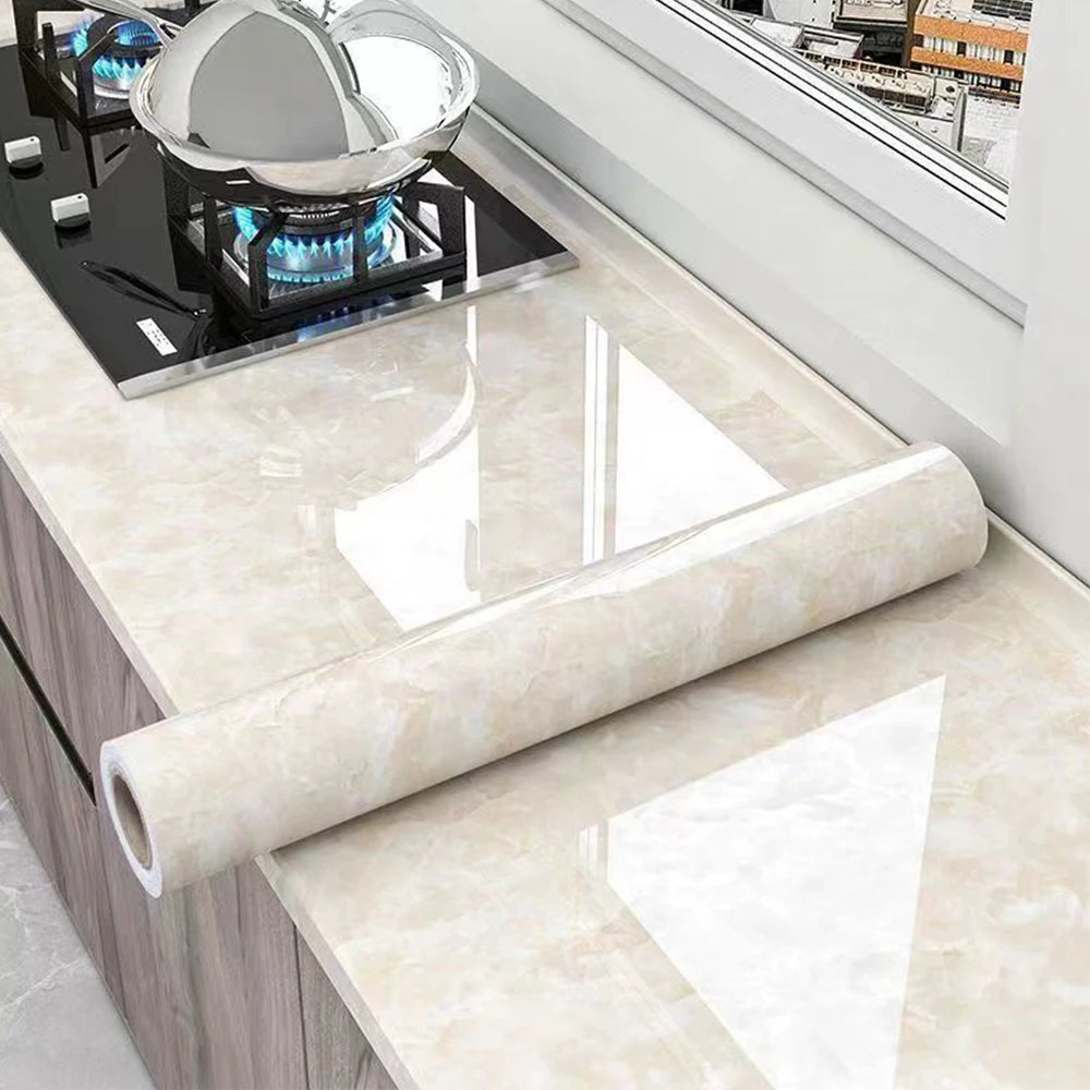 Heat/Waterproof Vinyl Wallpaper - Self-Adhesive Removable Film for Kitchen, Bathroom, Desk & Furniture
