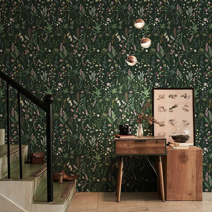 Green Leaves And Floral PVC Wallpaper Self-adhesive Spring Fireplace Stickers Waterproof Bathroom PVC Wallpaper Home Decor