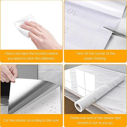 DIY 55cm Marble Self-adhesive Wallpaper Bathroom Kitchen Dining Room Cabinet Countertop Wall Sticker Waterproof And Mildew Proof
