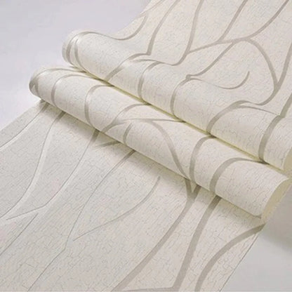 53cm European Modern Bedroom Background 3D Non-woven Moisture-proof Wallpaper Curve Stripes Thickened Wall Stickers